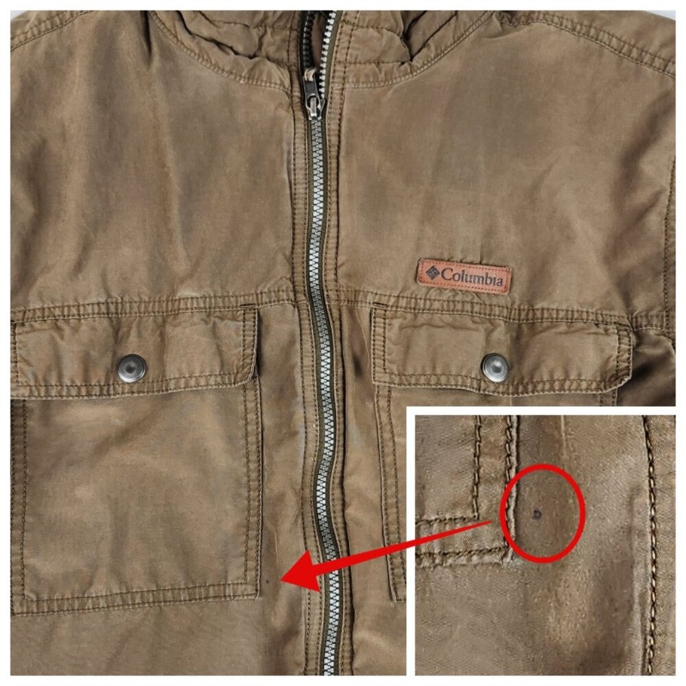 Columbia Mens Mid Weight Flannel and Nylon Lined Coat Size Large Brown - Picture 13 of 15